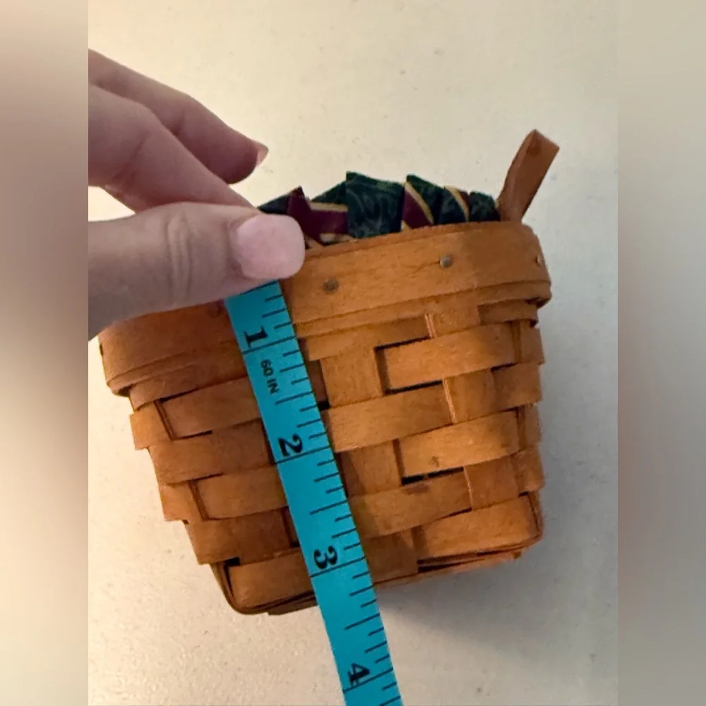 Mini Longaberger Basket Thyme handled liner and protector Excellent Conditon